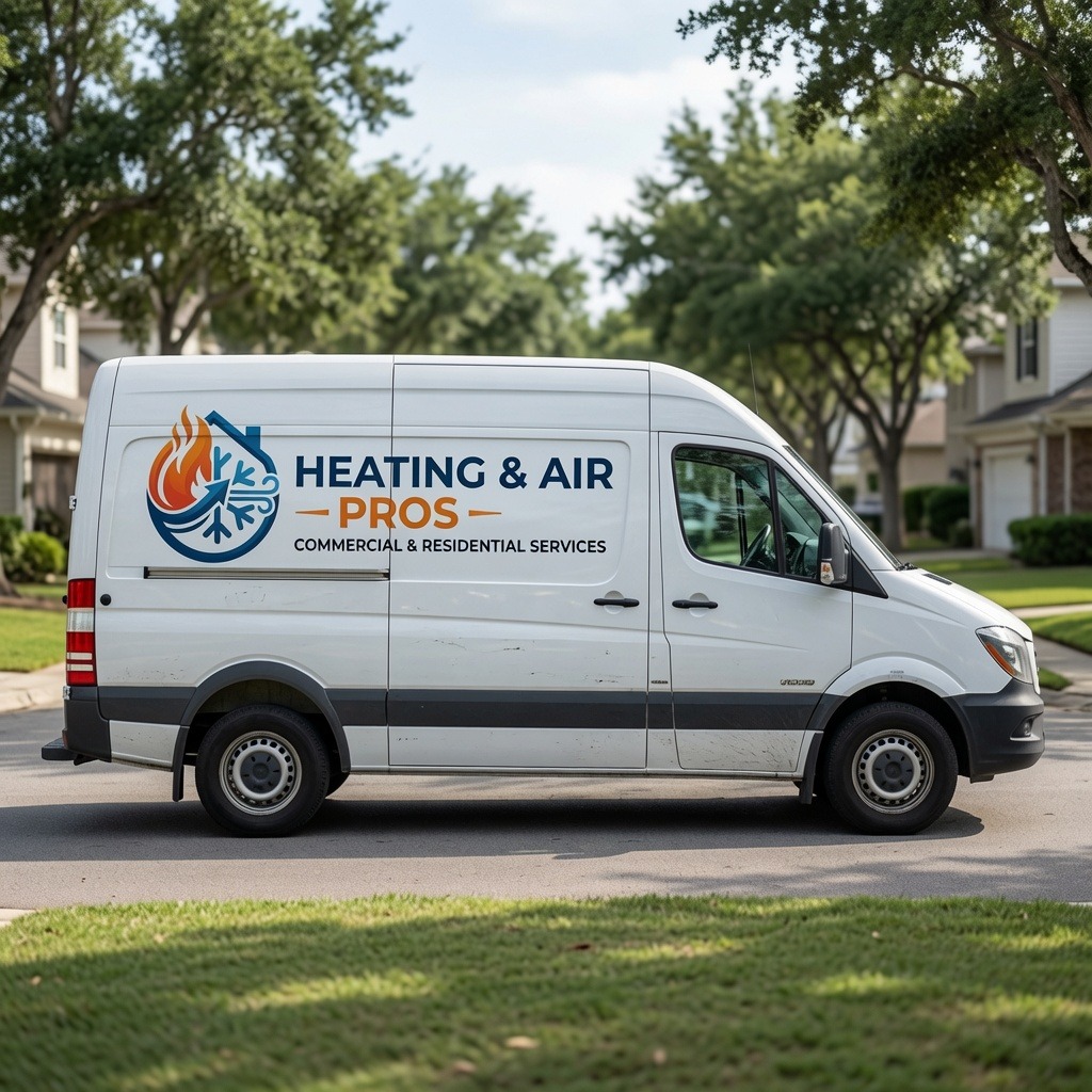 Local heating and air service van serving Orem